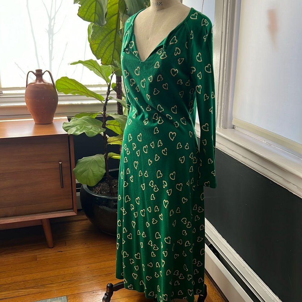 Vintage Diane von Furstenberg Green Jersey Heart Dress from the 70’s